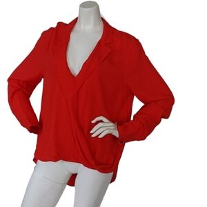 RAG & BONE V- NECK DEAN TWISTED FRONT SHIRT LONG  SLEEVES SIZE LARGE